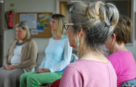 meditating at a retreat